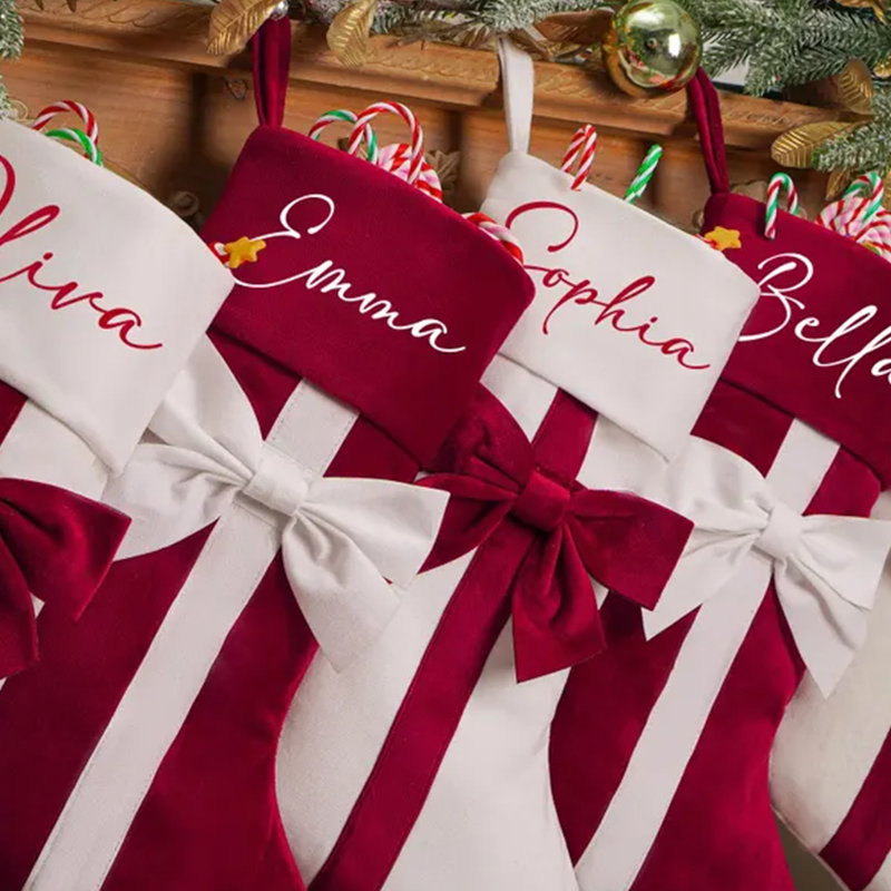 Personalized Christmas Stockings,Custom Bow Stockings with name