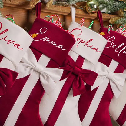 Personalized Christmas Stockings,Custom Bow Stockings with name