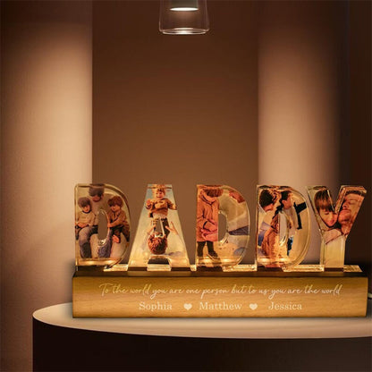 Daddy To Us You Are The World Photo Collage Personalized LED Night Light