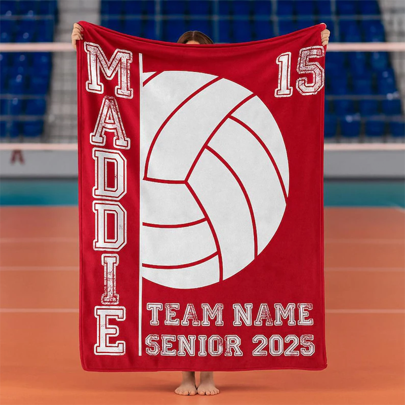 Personalized Volleyball Blankets: Custom Team Senior Night Gift