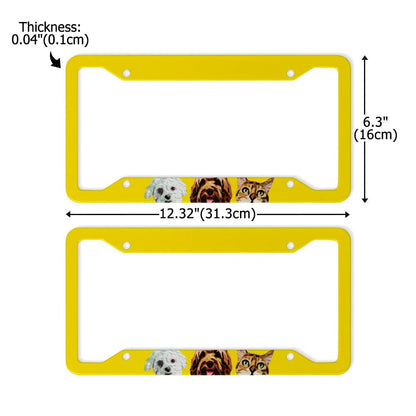 Personalized 1-5 Pet Photos  License Plate Frames