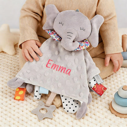 Personalized Plush Animal Baby Comforter: Embroidered Name Security Blanket