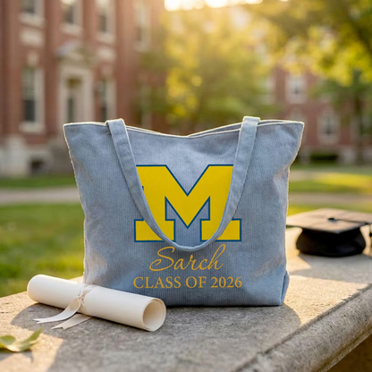 Class of 2026 Corduroy Tote Bag College Grad Gifts Zipper Book Bag Graduation Gift