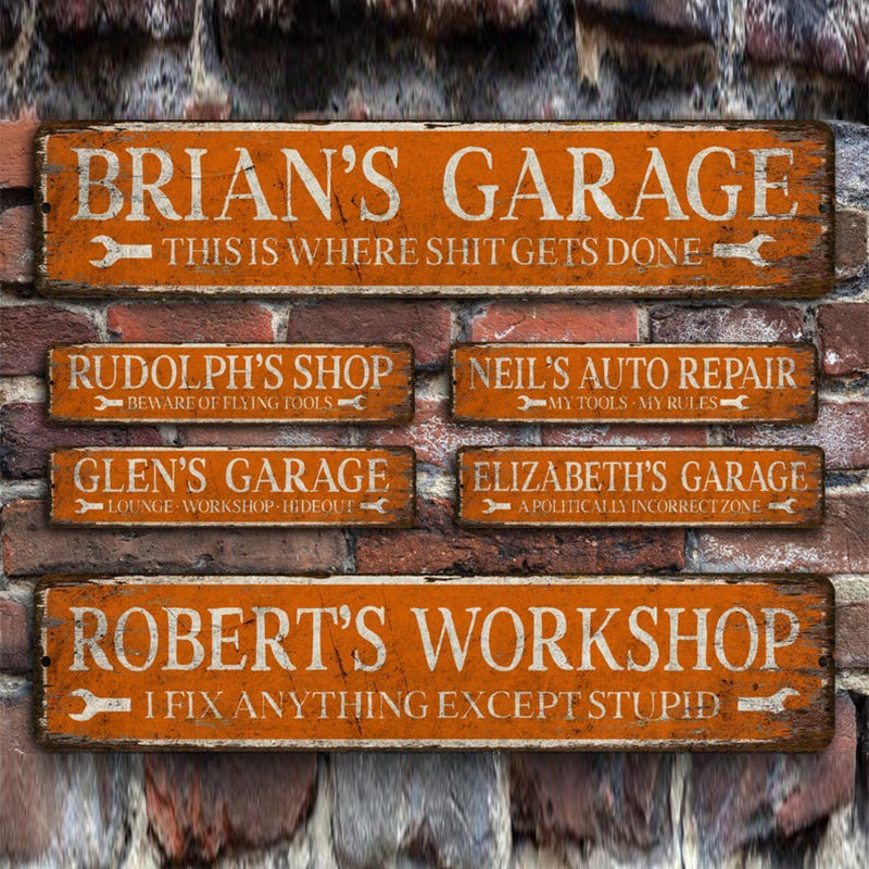 Personalized Garage Sign, Custom Workshop Decor