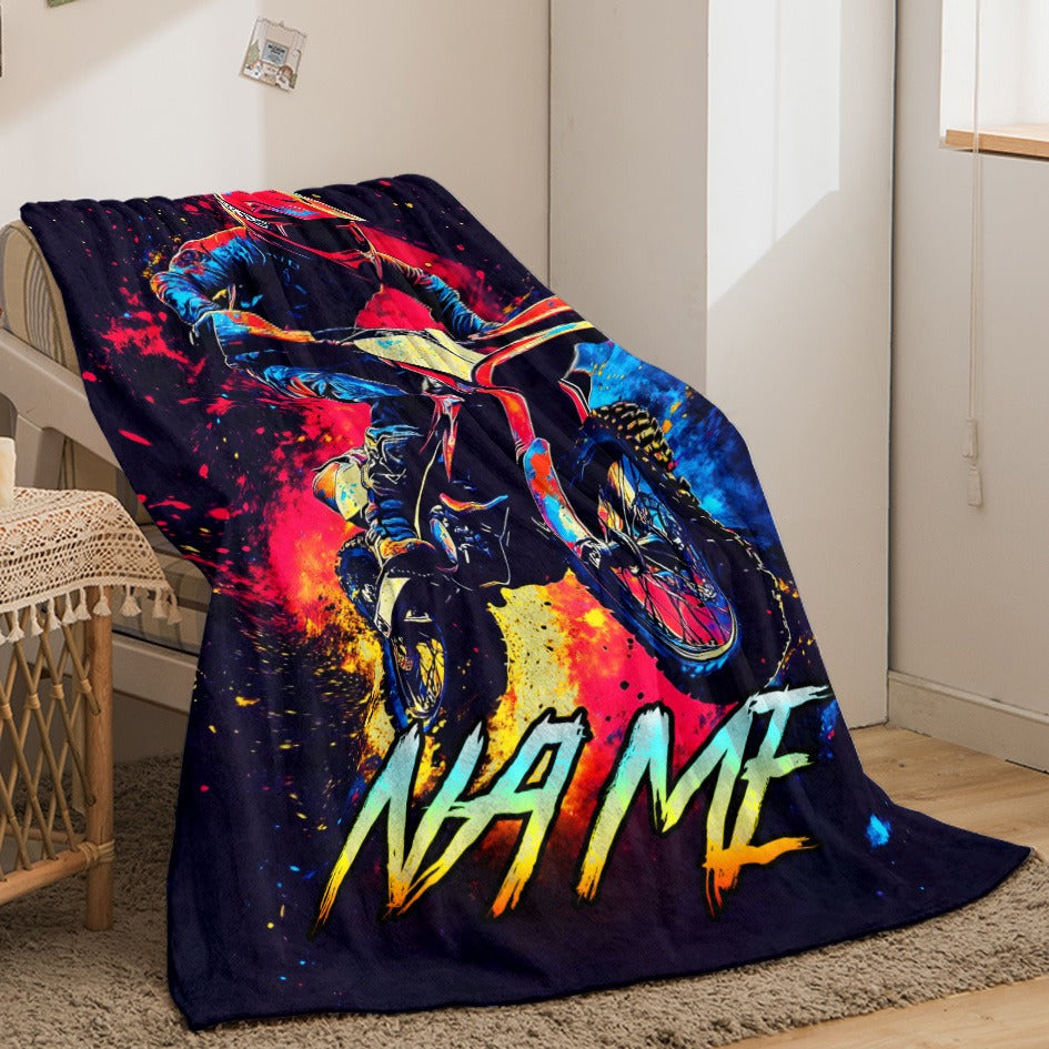 Custom Name Motorcycle Lovers Flannel Blanket