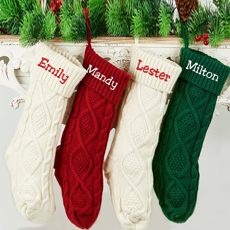 Custom Christmas Stocking with Name, Embroidered Knit Stocking, Monogram Christmas Stocking, Personalized Family Stocking, Holiday Decor