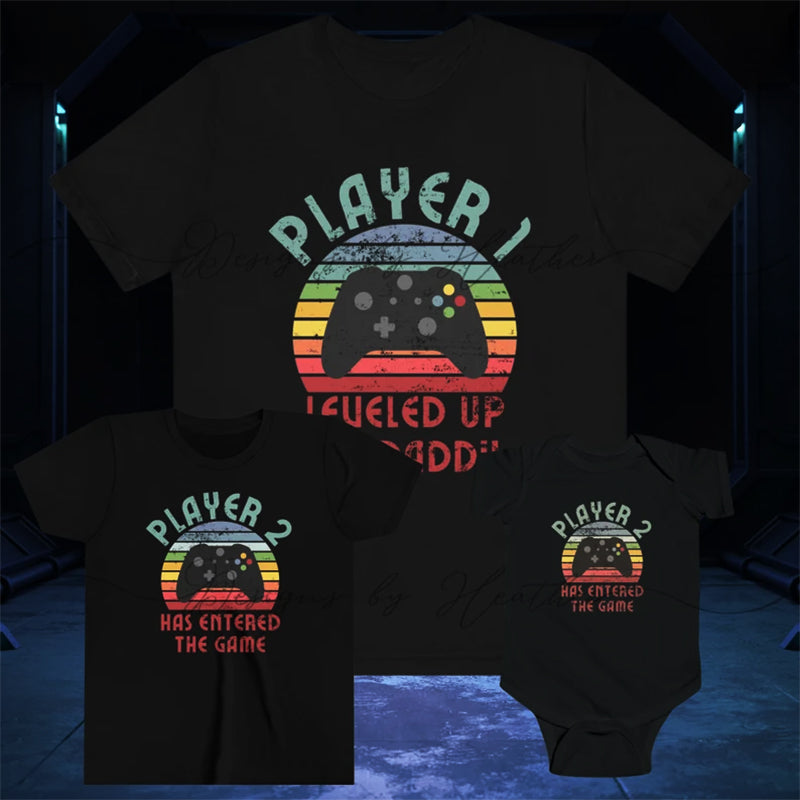 Matching Dad Baby Shirt, Player 1 Player 2 Matching Tee