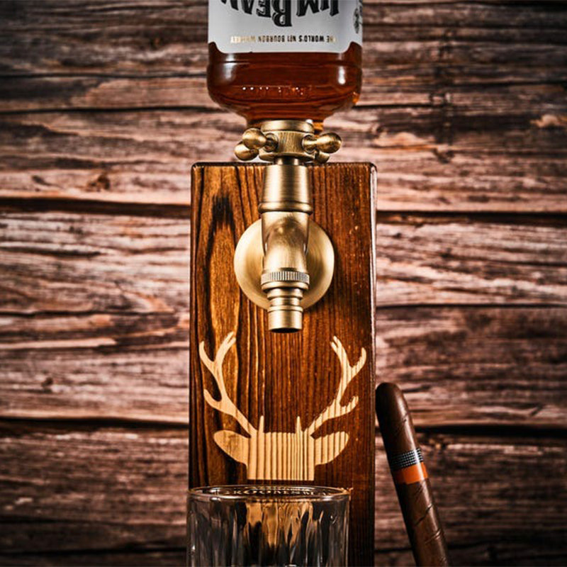 Cheers with Legendary Man - Personalized Golden 3D Badge Personalized Wood Whiskey Dispenser
