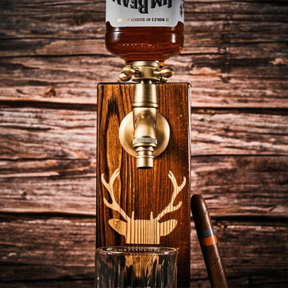 Cheers with Legendary Man - Personalized Golden 3D Badge Personalized Wood Whiskey Dispenser
