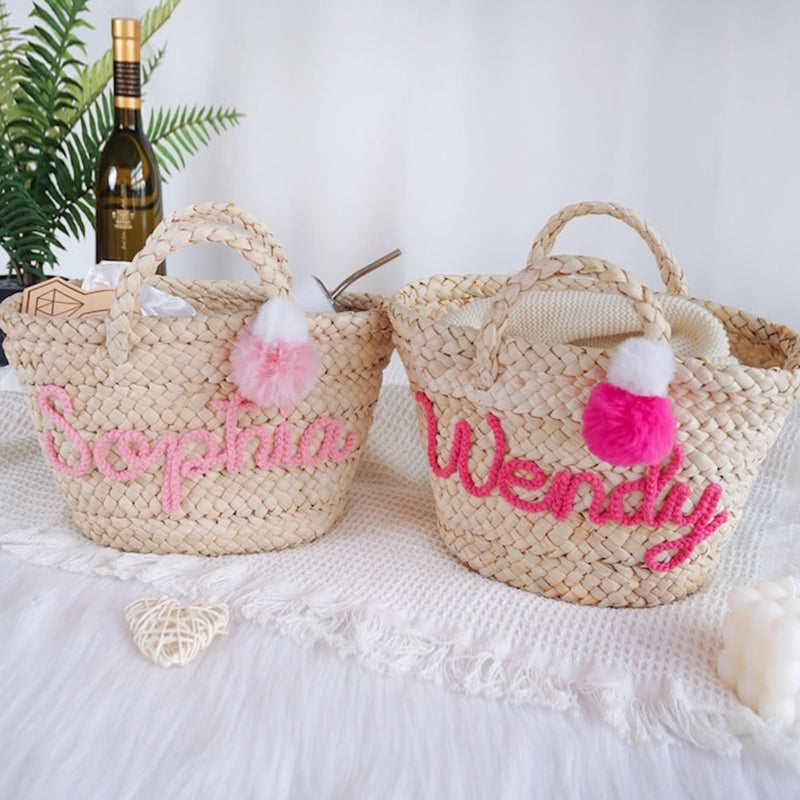 Personalized Straw Bridesmaid Handbag,Moroccan Basket