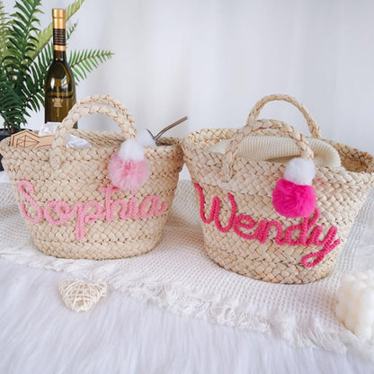 Personalized Straw Bridesmaid Handbag,Moroccan Basket