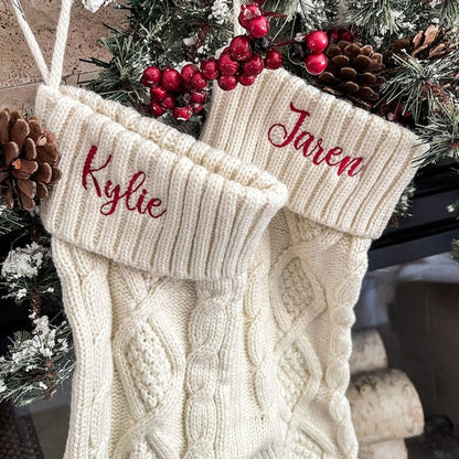 Custom Christmas Stocking with Name, Embroidered Knit Stocking, Monogram Christmas Stocking, Personalized Family Stocking, Holiday Decor