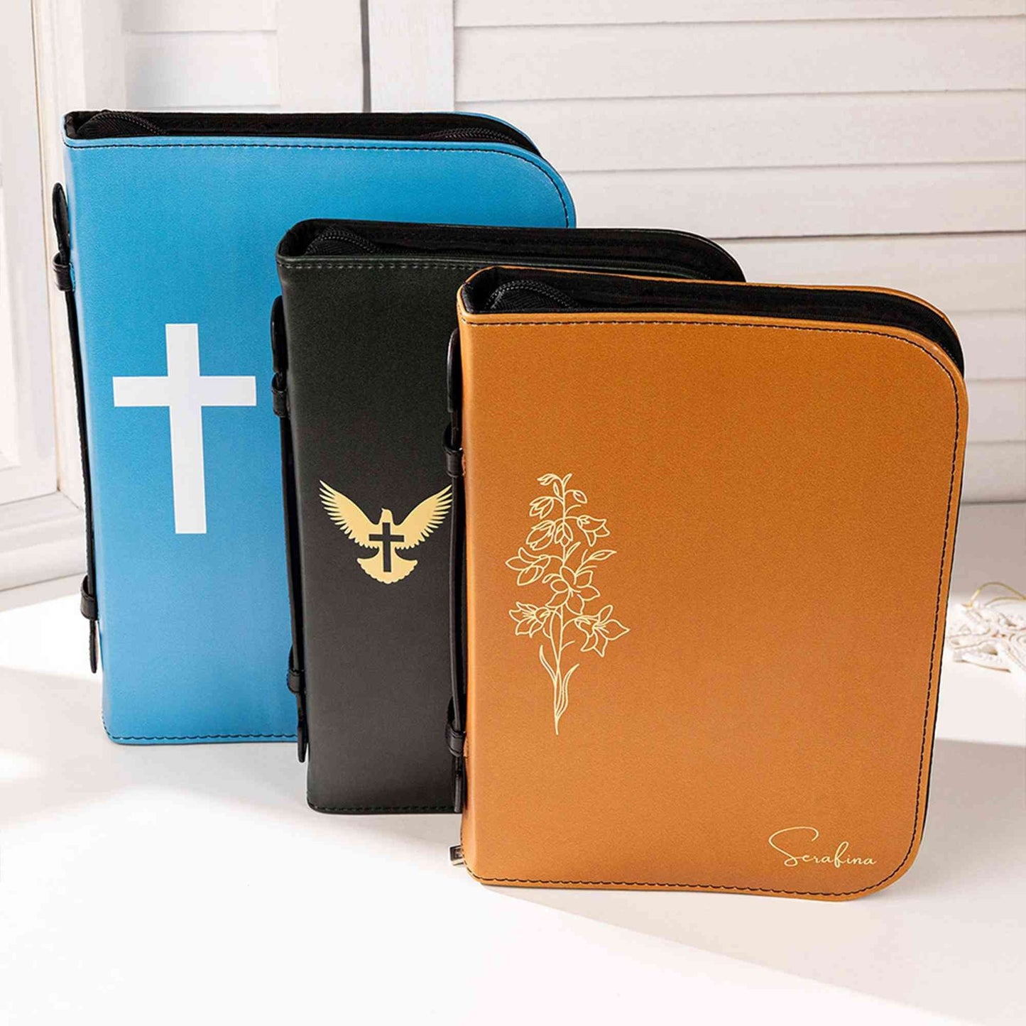 Custom Faux Leather Bible Cover: Engraved Religious Gift