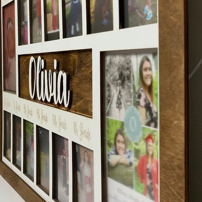 Personalized Photo Display with Raised Lettering Rustic Photo Display Board Back to School