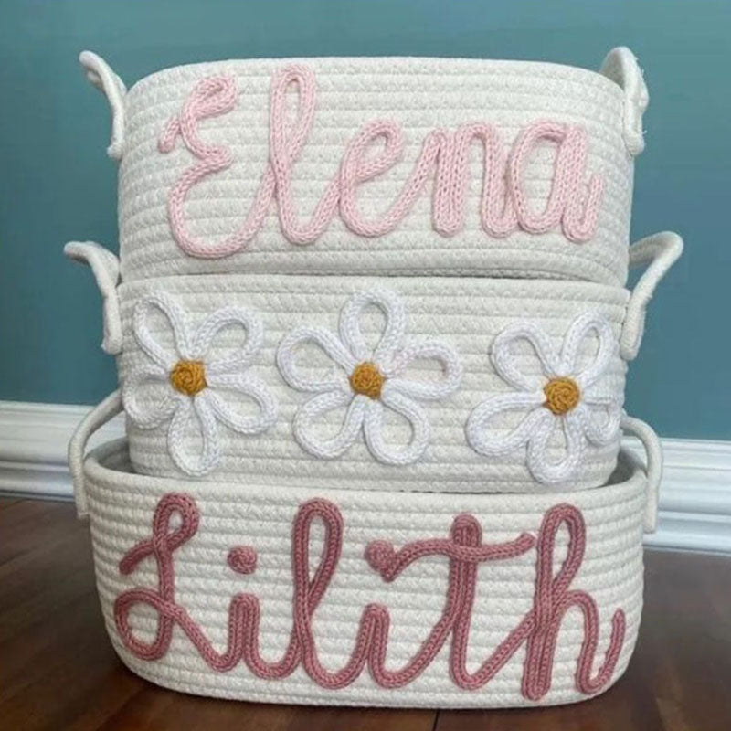 Cotton Woven Rope Personalized Baskets Customized Baby Shower Gift