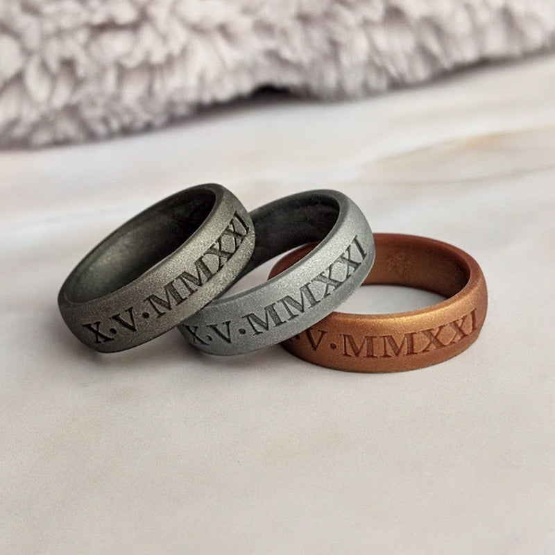 Engraved Silicone Ring for Men Women