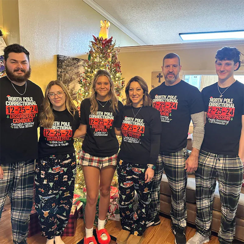 60 Quotes and Custom North Pole Correctional Shirt, Funny Family Matching Christmas Shirt
