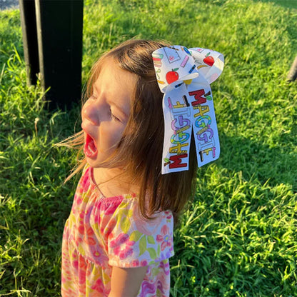 Monogrammed Back to School Hair Bow, First Day of Kindergarten