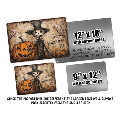Primitive Halloween Decor Metal Sign Decoration Antique Rustic Porch Outdoor Safe