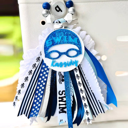 Swim Tassel Charm - Personalized Swimmer Bag Tag