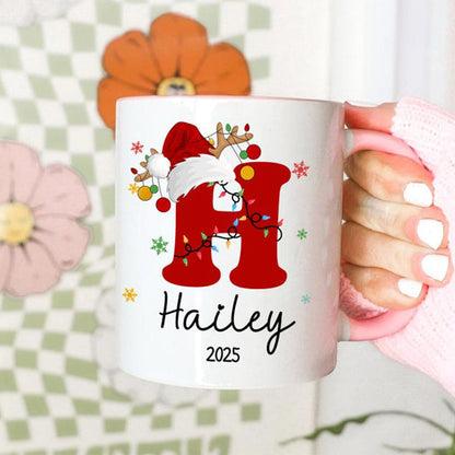 Custom Initial Name Mug, Personalized Christmas Mug, Xmas Gifts Idea