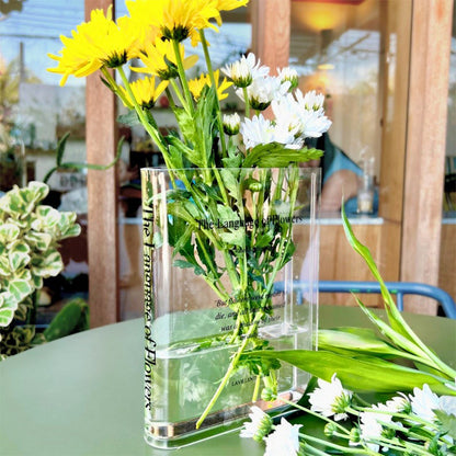 Acrylic Book Vase for Flowers Bookshelf Decor