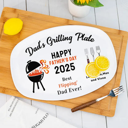 Personalized Grilling Plate for Daddy, Fathers Day Gift from Kids