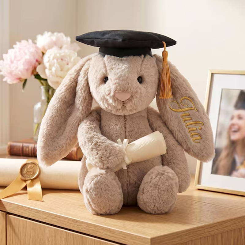 Personalized Graduation Bunny Plush, College Graduation Gift
