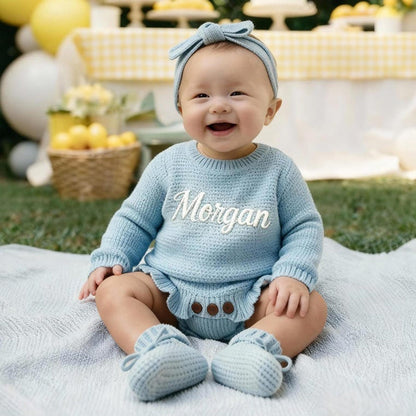Personalized Newborn Name Romper ,Custom Baby Knit Sweater