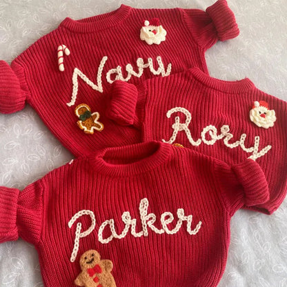Red Baby Christmas Sweater|Personalized Santa Sweater with Name