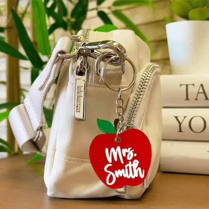 Custom Teacher Keychain, Pencil, Apple, Rainbow, Coffee Shapes, Cute Teacher Appreciation Gift
