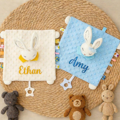 Personalized Plush Animal Baby Comforter: Embroidered Name Security Blanket
