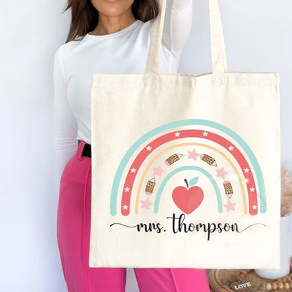 Teacher Appreciation Gift Tote Bag Canvas Custom Teacher Gift Personalized School Bag