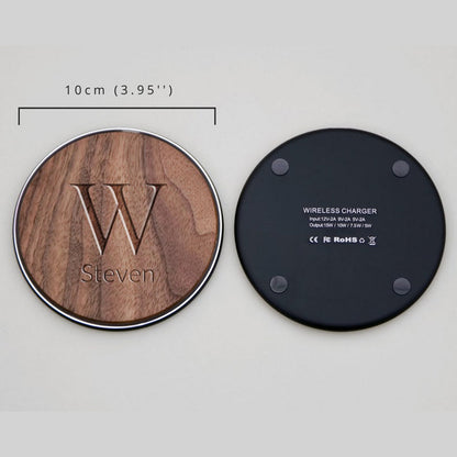 Personalized Name & Logo Wooden Wireless Charger Station