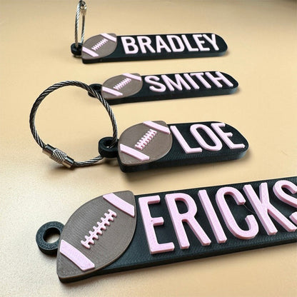 Personalized Football Keychains, Backpack Tags