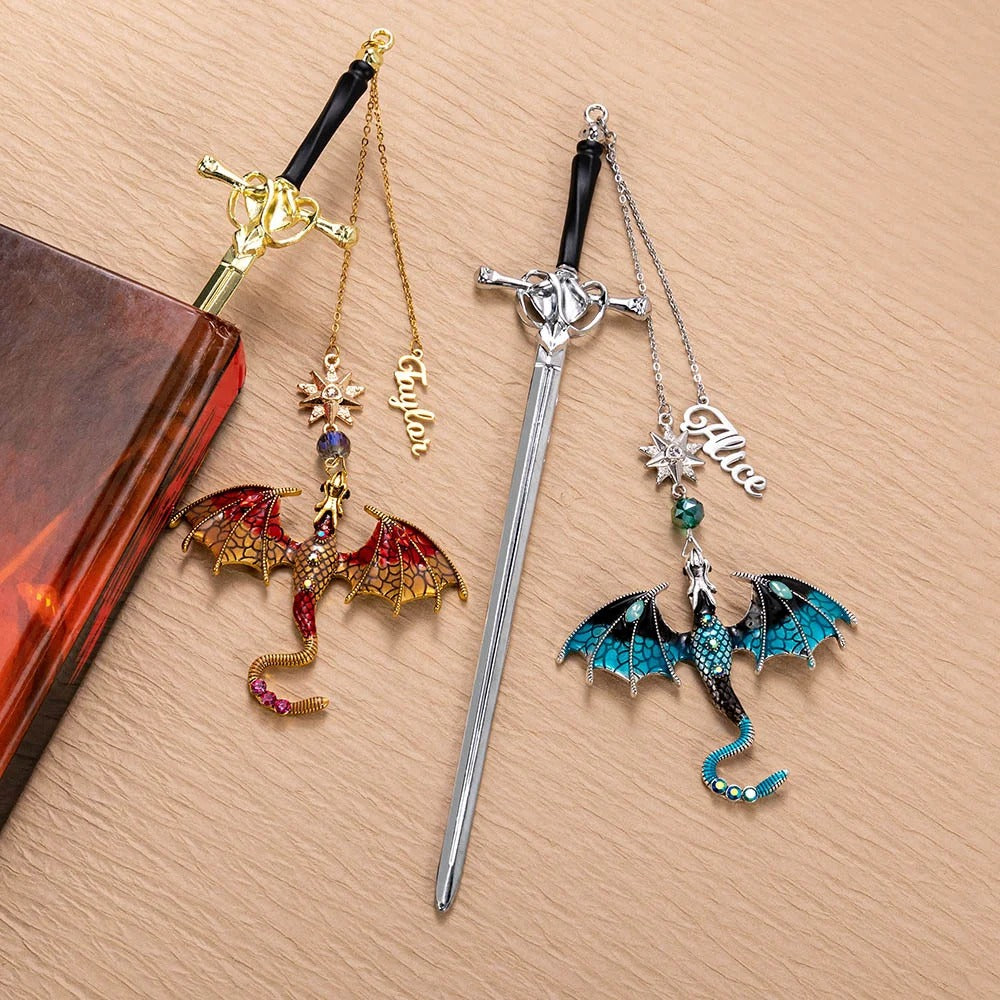 Personalized Dragon Sword Bead Star Fantasy Bookmark