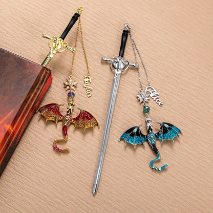Personalized Dragon Sword Bead Star Fantasy Bookmark