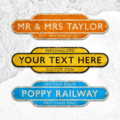 Railway Station Custom Sign, Rusty Personalized Sign