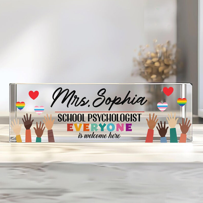 Custom Name Plate for Desk, Teacher Name Plate, Psychologist Gift