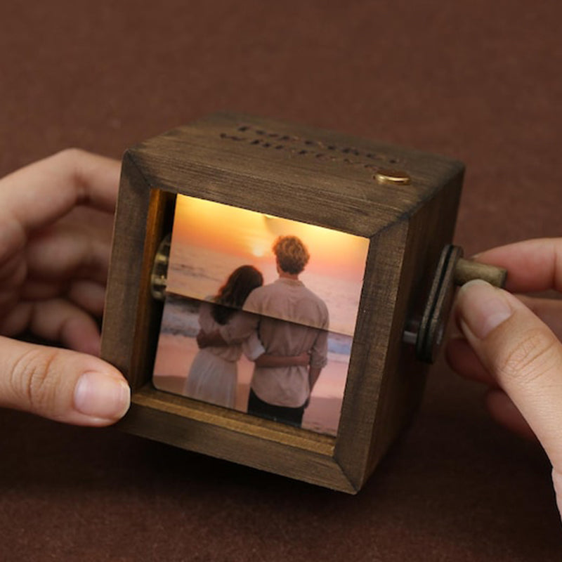 Personalized Photo Flipbook Animation Box,Custom wooden Photo Book with Light