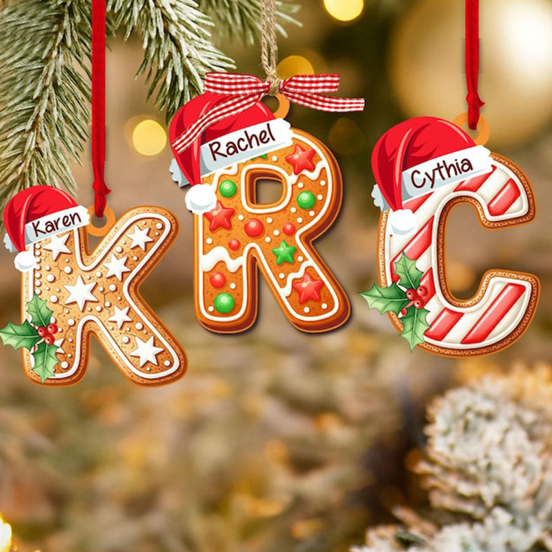 Personalized Gingerbread Letter Ornament: Custom Kids Name Ornament