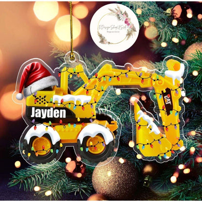 Personalized Excavator Christmas Ornament, Construction Truck Ornament