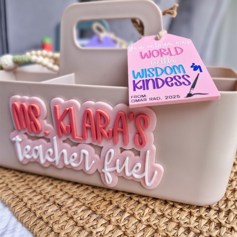 Personalised Teacher Fuel Caddy, Custom Desk Organiser