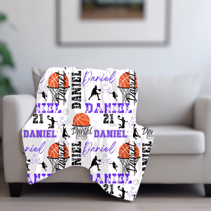 Basketball Girl or Boy Personalized Blanket, Custom Name Basketball Throw