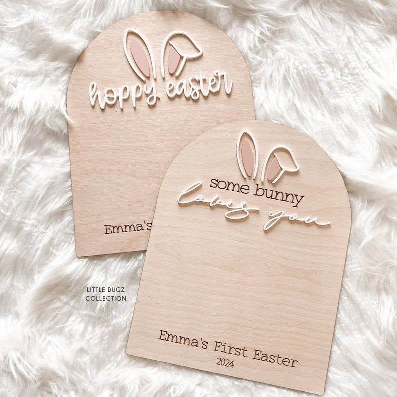 our little bunny easter sign, baby's first easter sign, baby footprint keepsake,