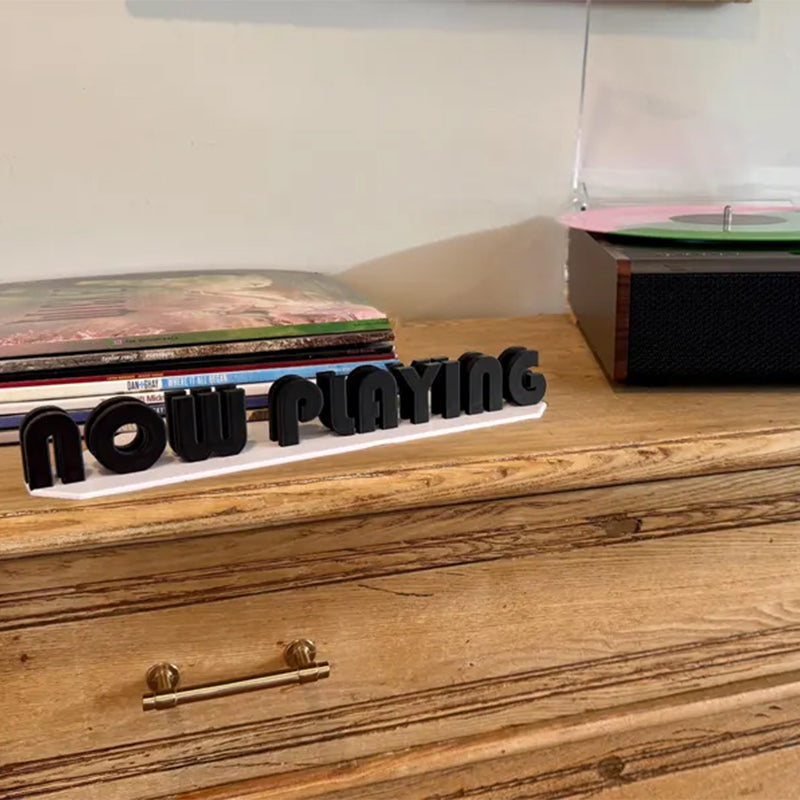 Now Playing Sign for Vinyl Records - Custom LP Display Stand & Record Holder