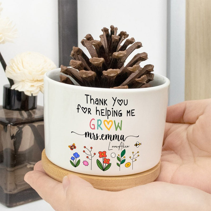 Personalized Teacher Plant Pot Ceramic Mini Planter Flower Pot Back To School