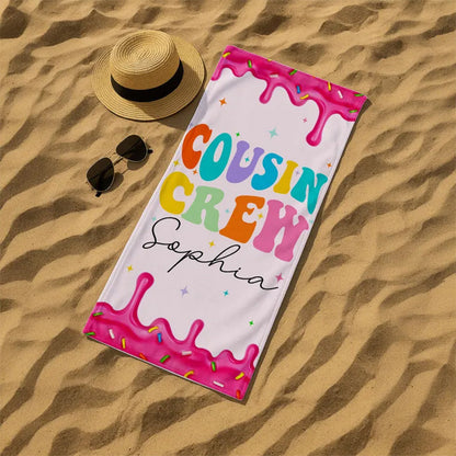 Personalized Cousin Crew Beach Towel, Cousin Squad Gift