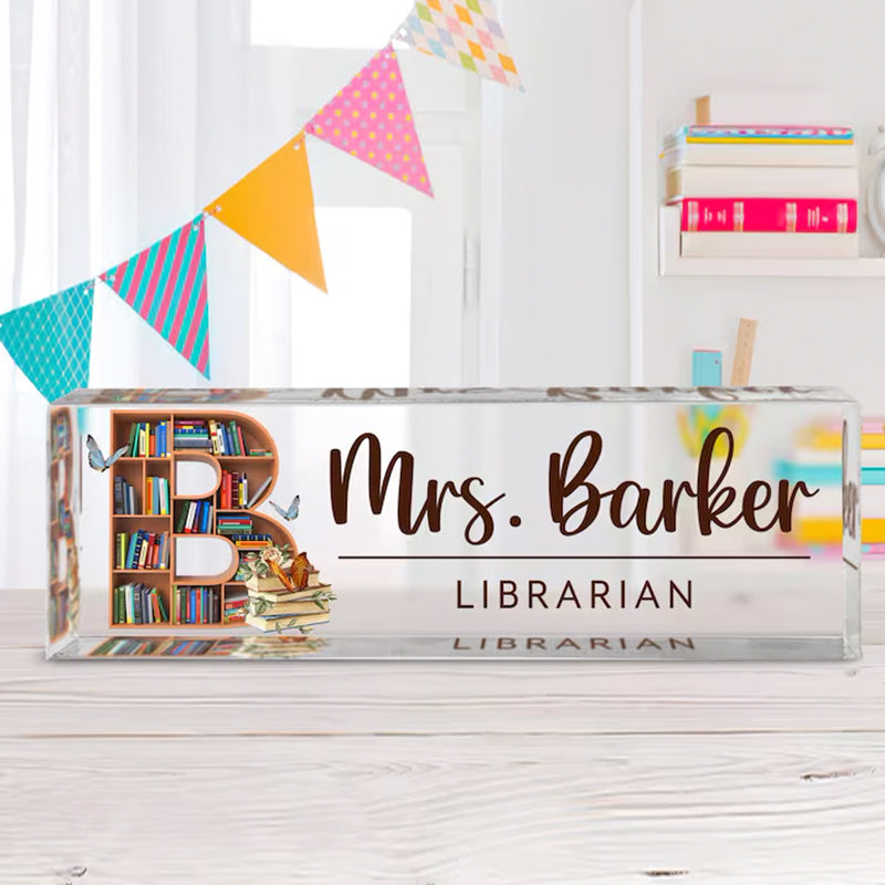 Personalized Teacher Desk Name Plate, School Librarian Gifts