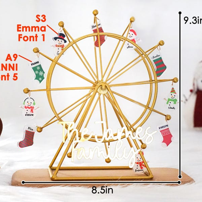 Personalized family Ferris wheel, family name hanging ornament with name